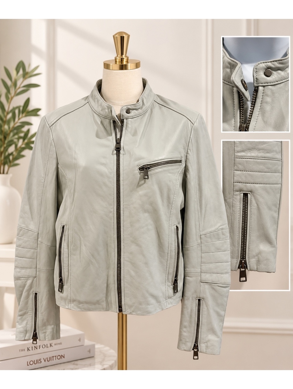 Leather Light Blue BR moto jacket - size M